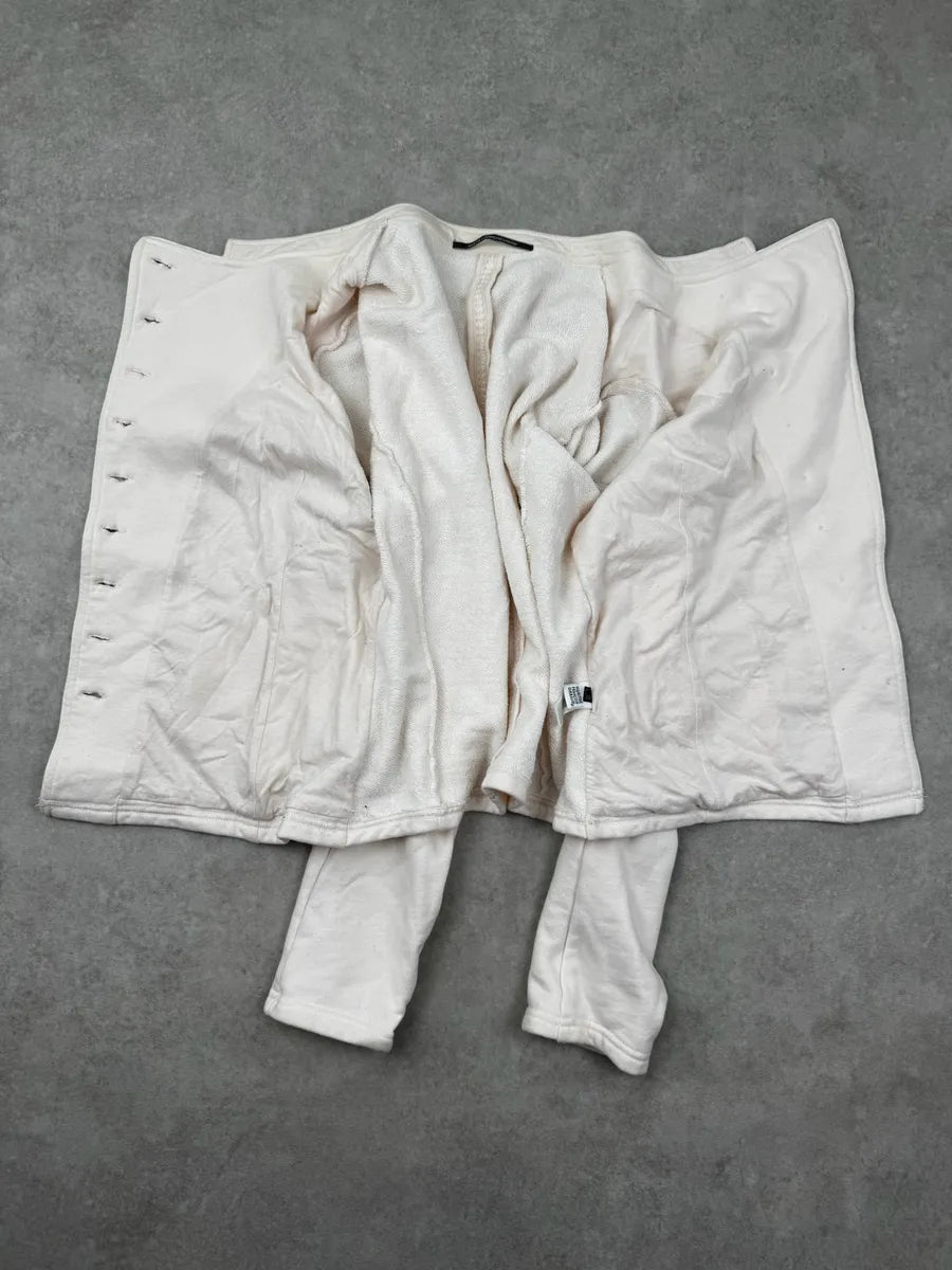 2000s Marithé + François Girbaud Cream Asymmetrical Buttoned Cardigan Jacket TDhZPDl 3