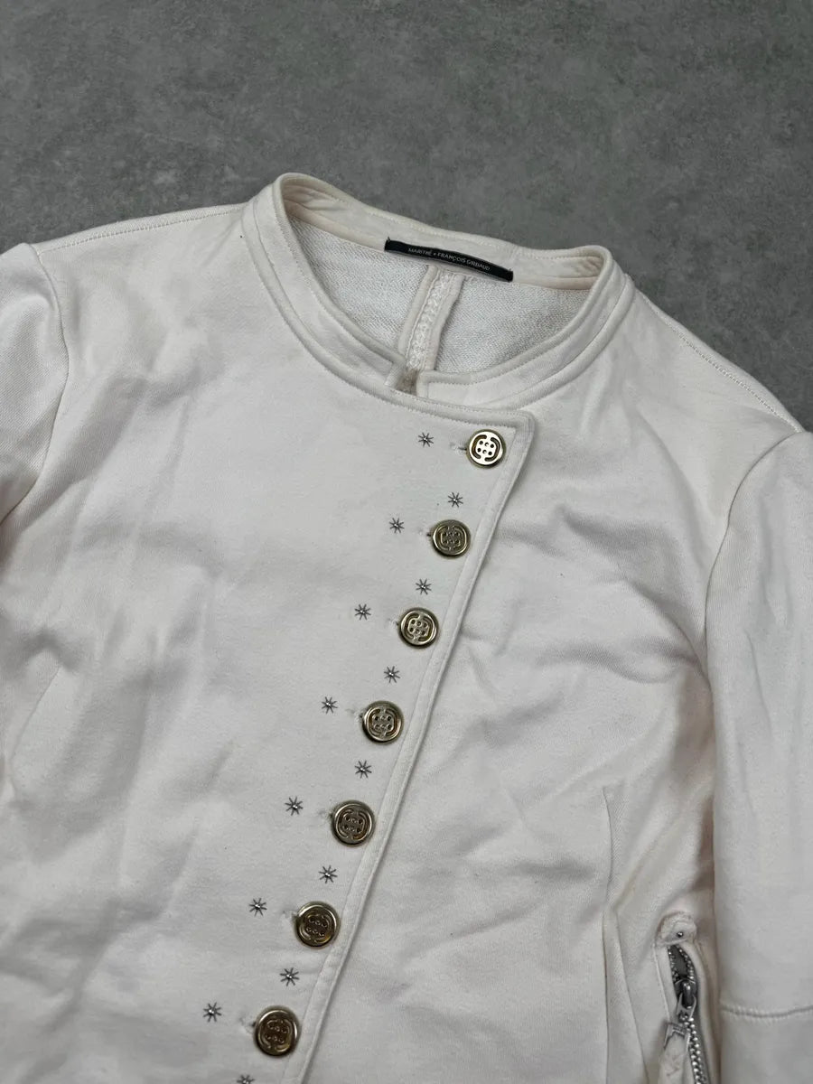2000s Marithé + François Girbaud Cream Asymmetrical Buttoned Cardigan Jacket TDhZPDl 5