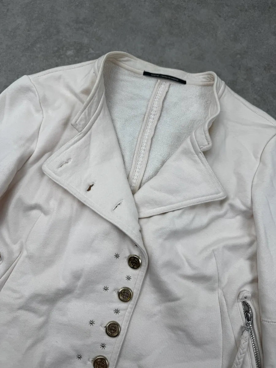 2000s Marithé + François Girbaud Cream Asymmetrical Buttoned Cardigan Jacket TDhZPDl 4