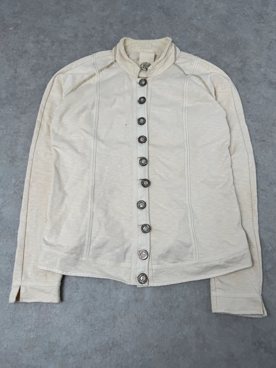 2000s Marithé + François Girbaud Creamy Beige Buttoned Cardigan nhNlwRw 0