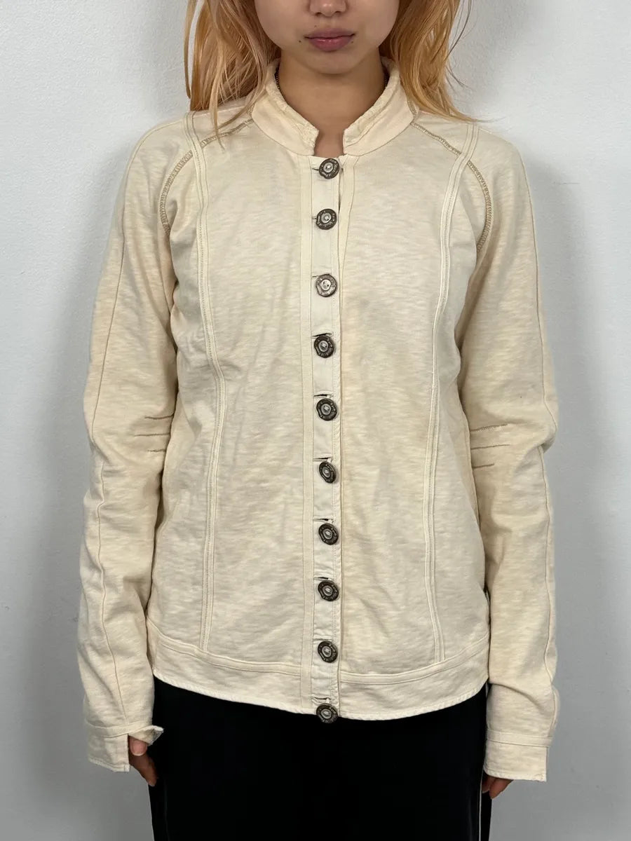 2000s Marithé + François Girbaud Creamy Beige Buttoned Cardigan nhNlwRw 1