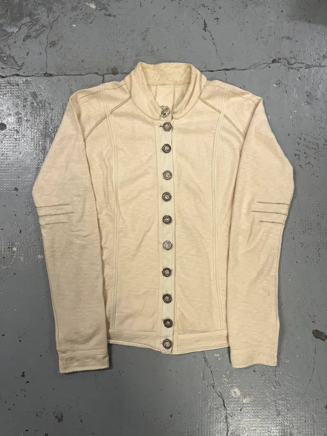2000s Marithé + François Girbaud Creamy Beige Buttoned Cardigan Sweater kcYywtX 2