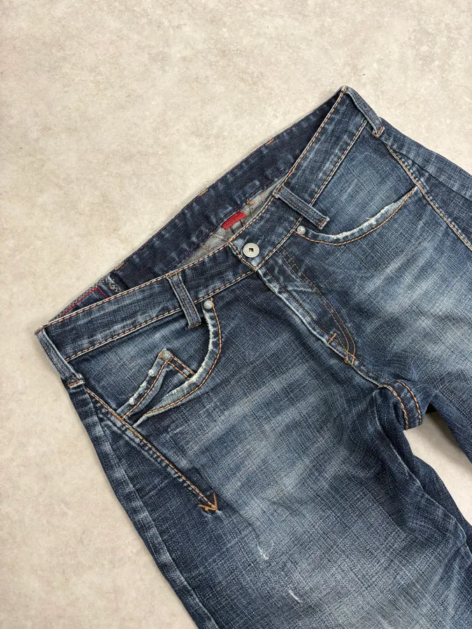 2000s Marithé + François Girbaud Cross Stich Distressed Denim Jeans  bXDTMmy 5