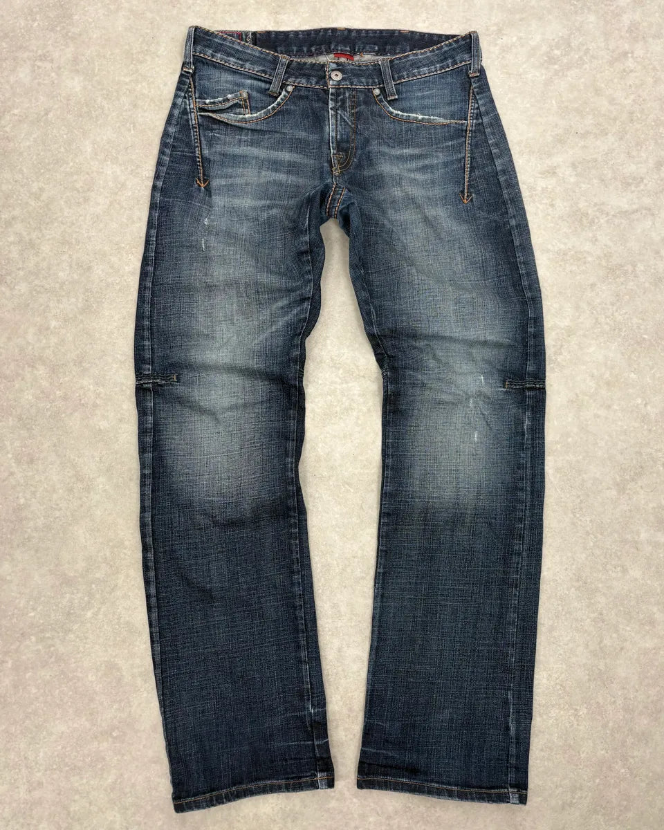 2000s Marithé + François Girbaud Cross Stich Distressed Denim Jeans  bXDTMmy 0