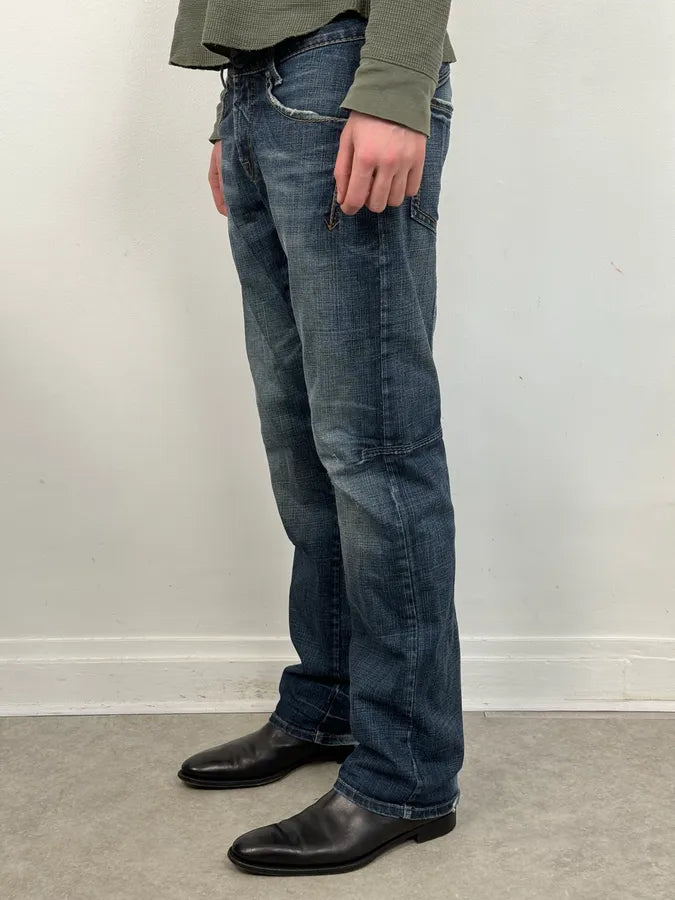 2000s Marithé + François Girbaud Cross Stich Distressed Denim Jeans  bXDTMmy 2