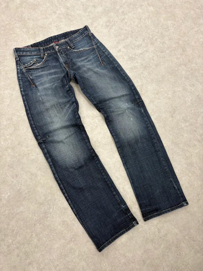 2000s Marithé + François Girbaud Cross Stich Distressed Denim Jeans  bXDTMmy 4