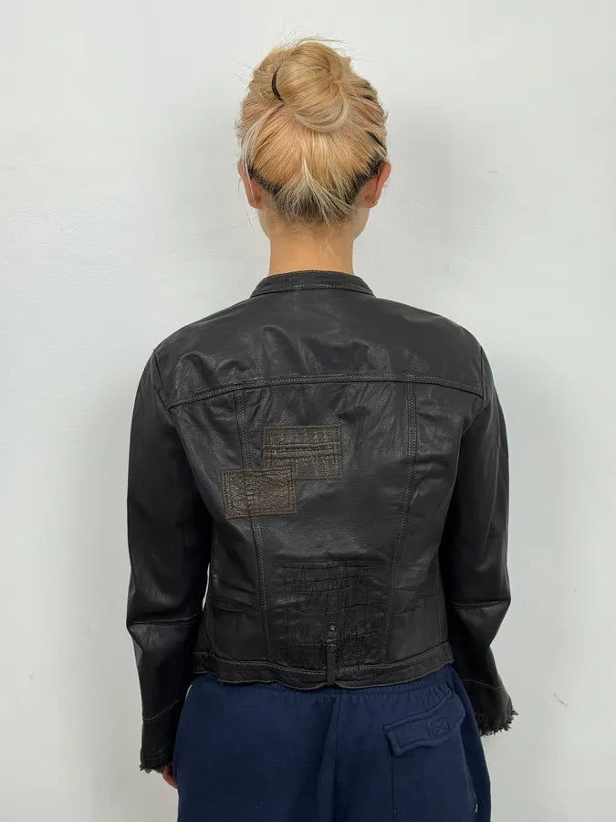 2000s Marithé + François Girbaud Dark Brown Signature Buttoned Leather Jacket MDmUxGK 2