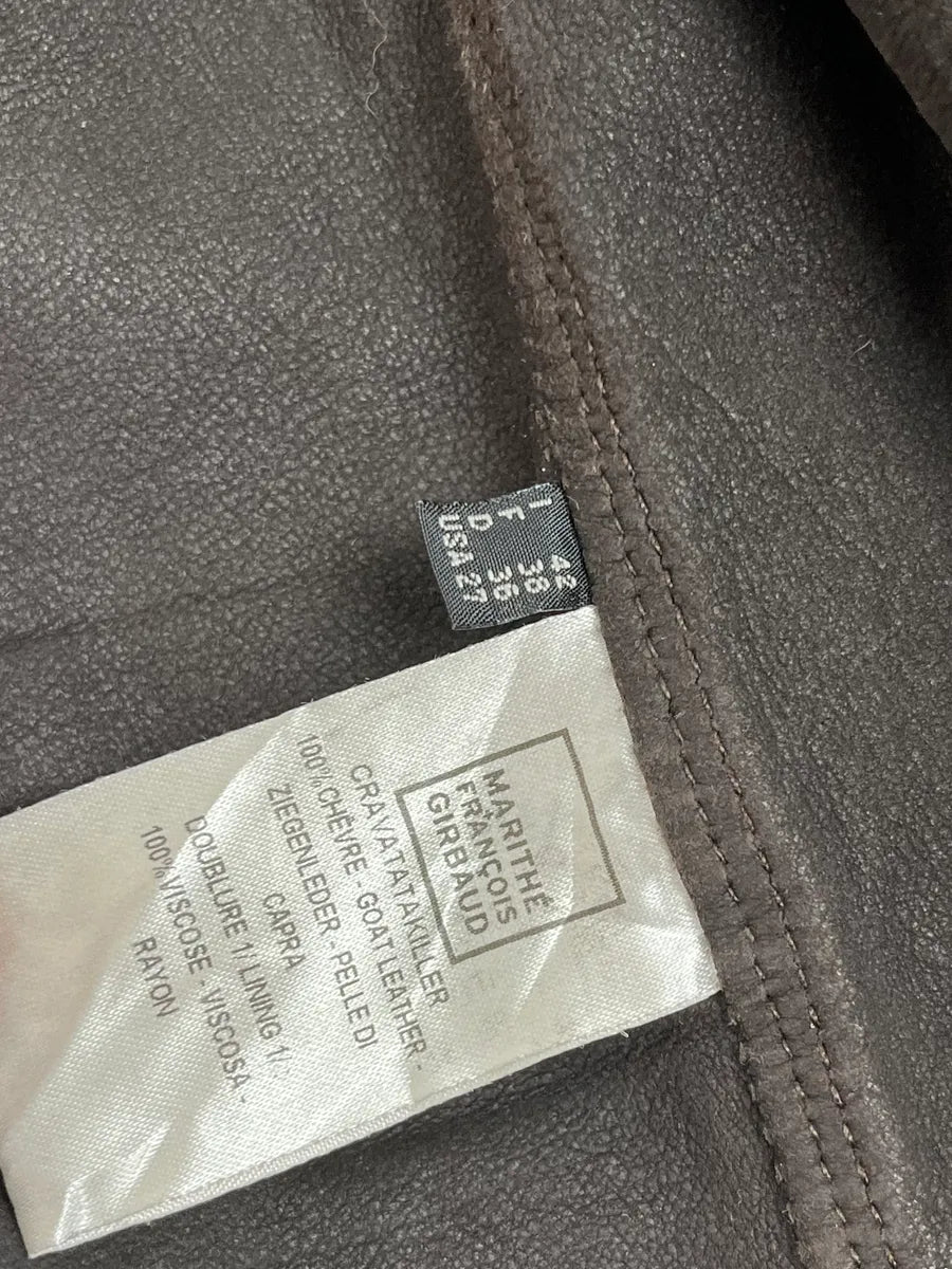 2000s Marithé + François Girbaud Dark Brown Signature Buttoned Leather Jacket MDmUxGK 11