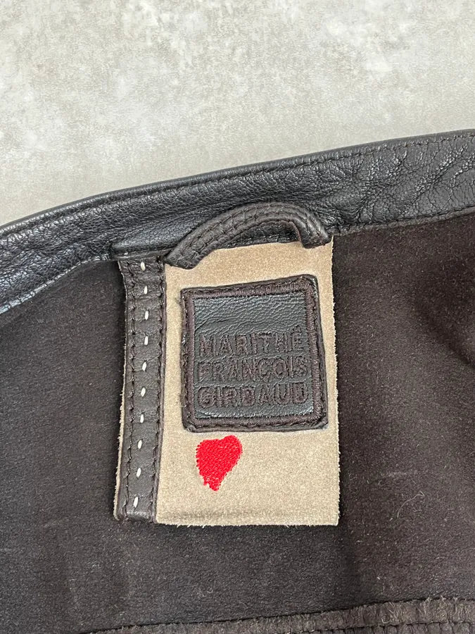 2000s Marithé + François Girbaud Dark Brown Signature Buttoned Leather Jacket MDmUxGK 8