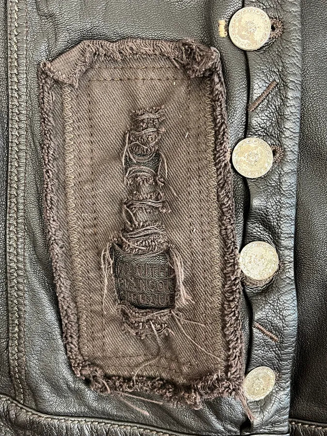 2000s Marithé + François Girbaud Dark Brown Signature Buttoned Leather Jacket MDmUxGK 10
