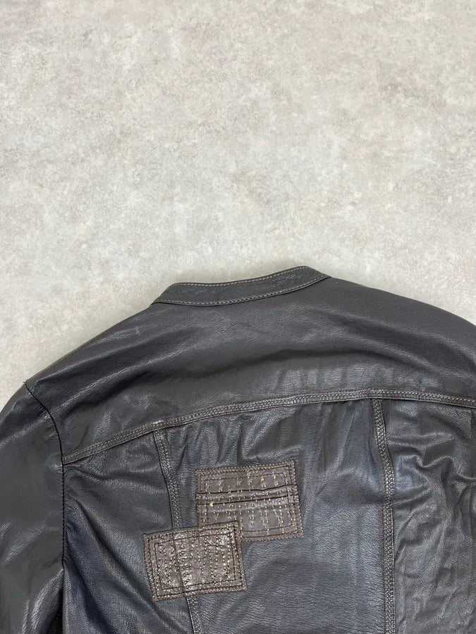 2000s Marithé + François Girbaud Dark Brown Signature Buttoned Leather Jacket MDmUxGK 5