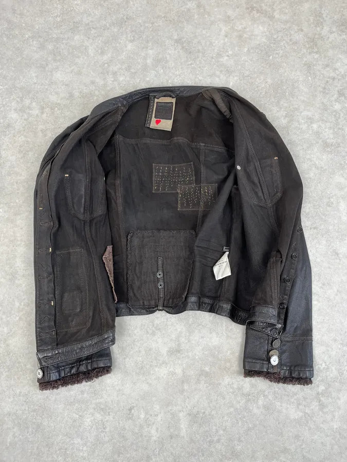2000s Marithé + François Girbaud Dark Brown Signature Buttoned Leather Jacket MDmUxGK 7