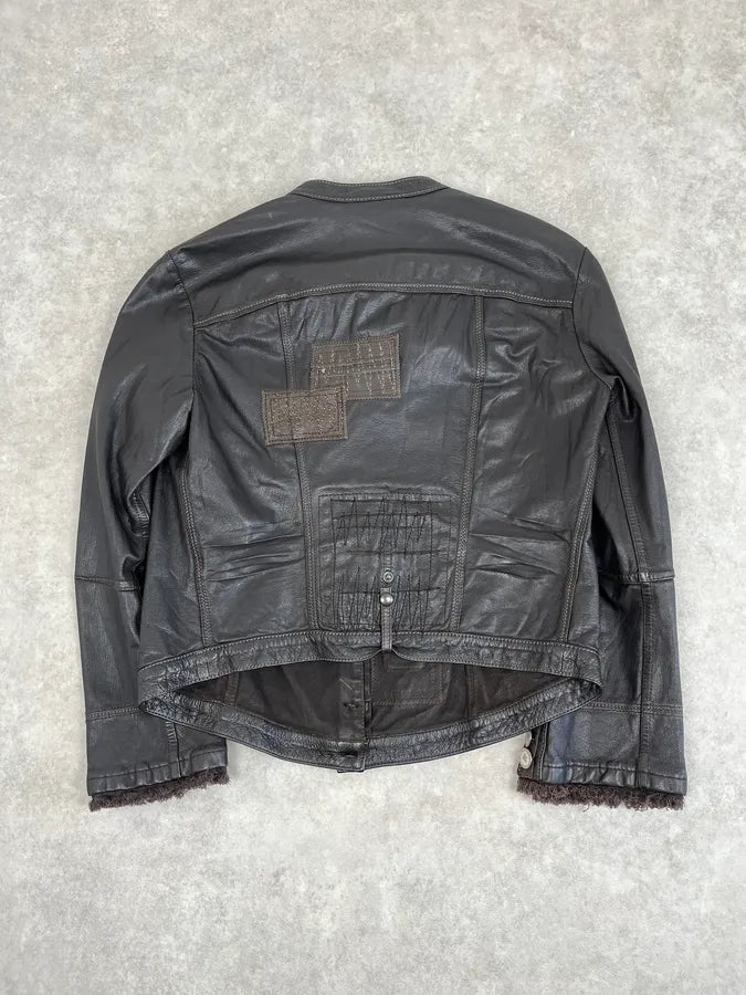 2000s Marithé + François Girbaud Dark Brown Signature Buttoned Leather Jacket MDmUxGK 4