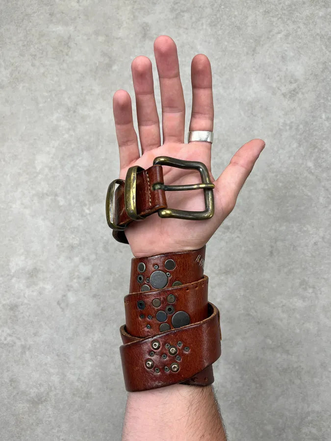 2000s Marithé + François Girbaud Destructured Brown Leather Belt MpXvkQP 0
