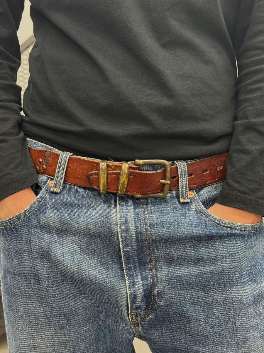 2000s Marithé + François Girbaud Destructured Brown Leather Belt MpXvkQP 1