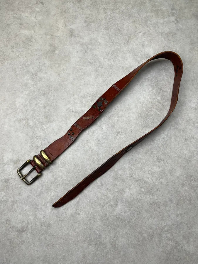 2000s Marithé + François Girbaud Destructured Brown Leather Belt MpXvkQP 2