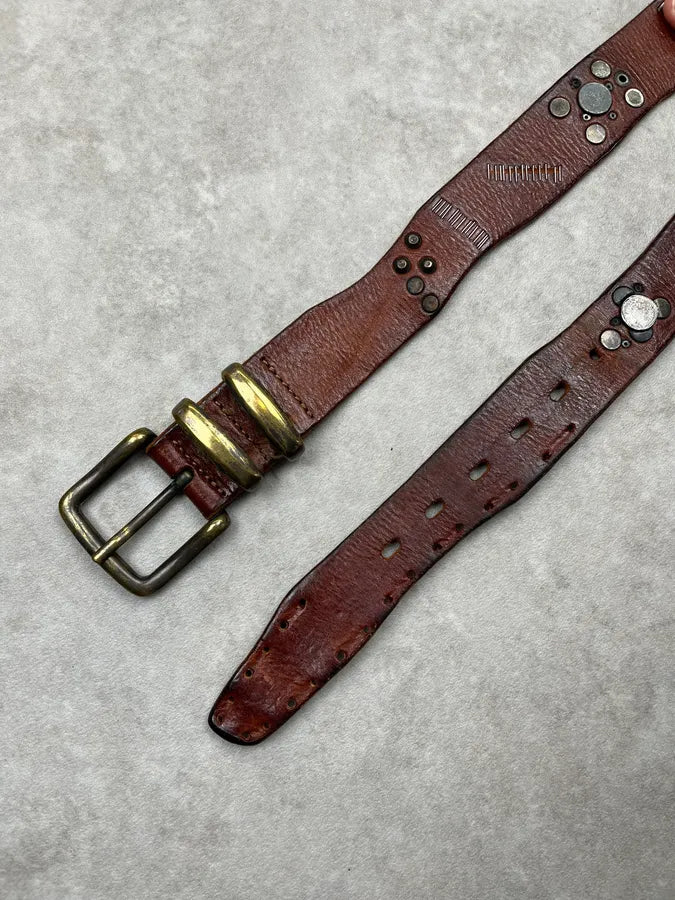 2000s Marithé + François Girbaud Destructured Brown Leather Belt MpXvkQP 3