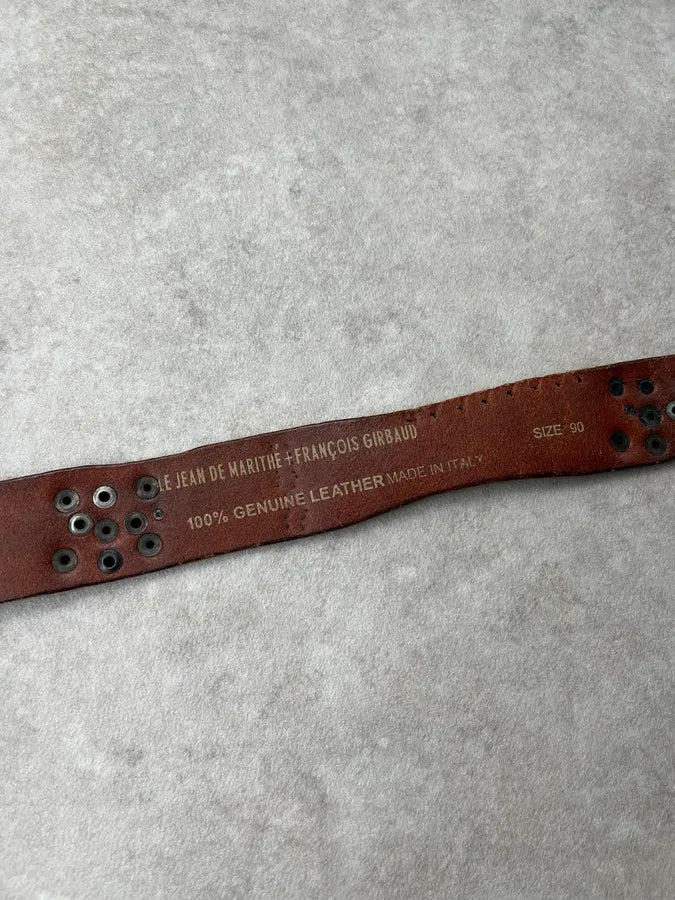 2000s Marithé + François Girbaud Destructured Brown Leather Belt MpXvkQP 7