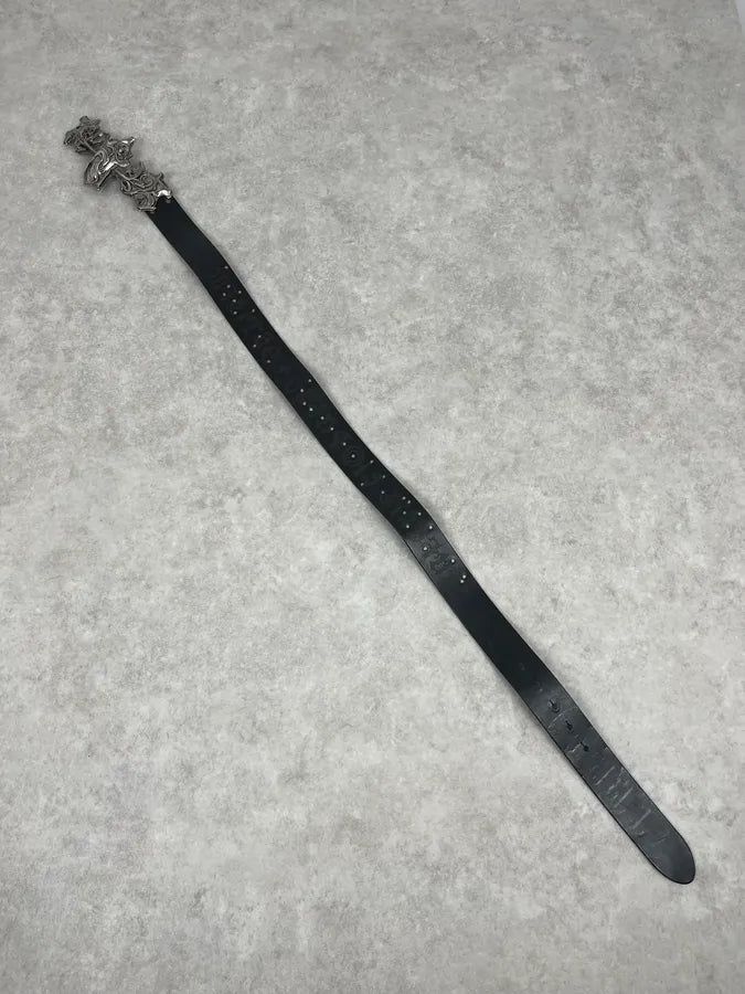 2000s Marithé + François Girbaud Devil Buckle Studded Black Leather Belt aJsWhGE 8