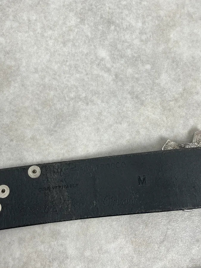 2000s Marithé + François Girbaud Devil Buckle Studded Black Leather Belt aJsWhGE 9