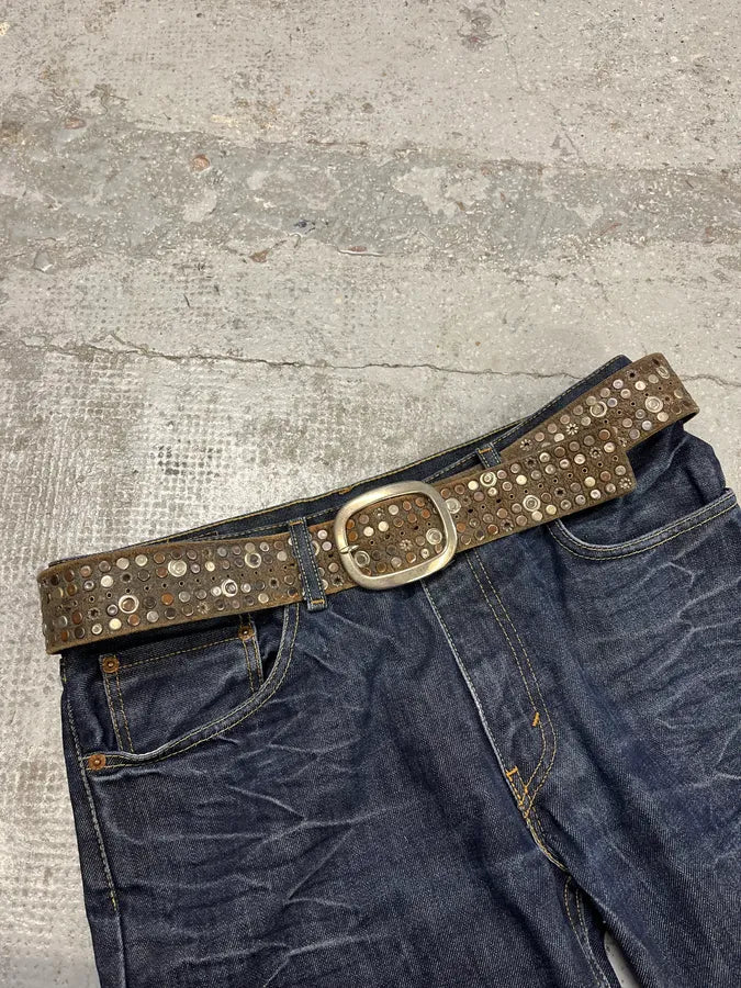 2000s Marithé + François Girbaud Embellished Leather Belt HgQhsMM 0
