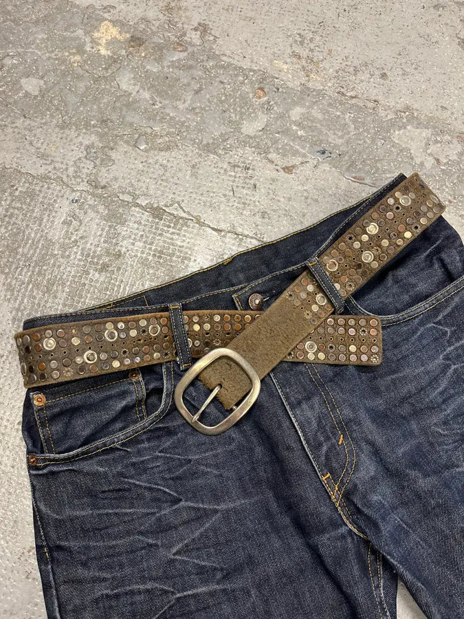 2000s Marithé + François Girbaud Embellished Leather Belt HgQhsMM 2