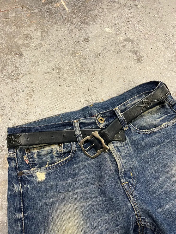 2000s Marithé + François Girbaud Embellished Navy Leather Belt (OS) mkoaZCk 2