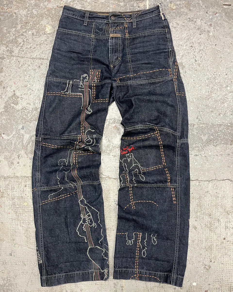2000s Marithé + François Girbaud Embroidered Large Relaxed Jeans AulkmUp 0