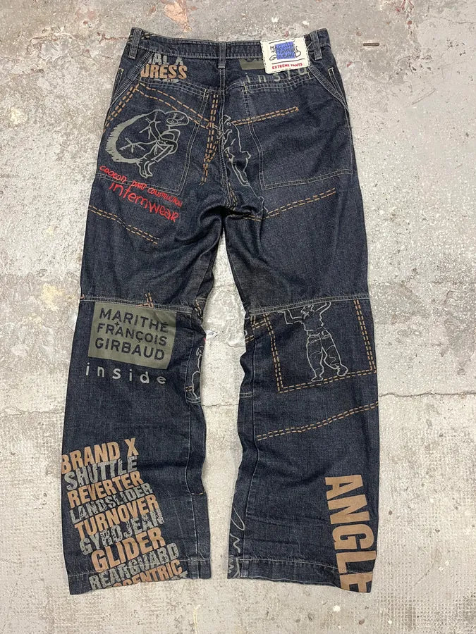 2000s Marithé + François Girbaud Embroidered Large Relaxed Jeans AulkmUp 1