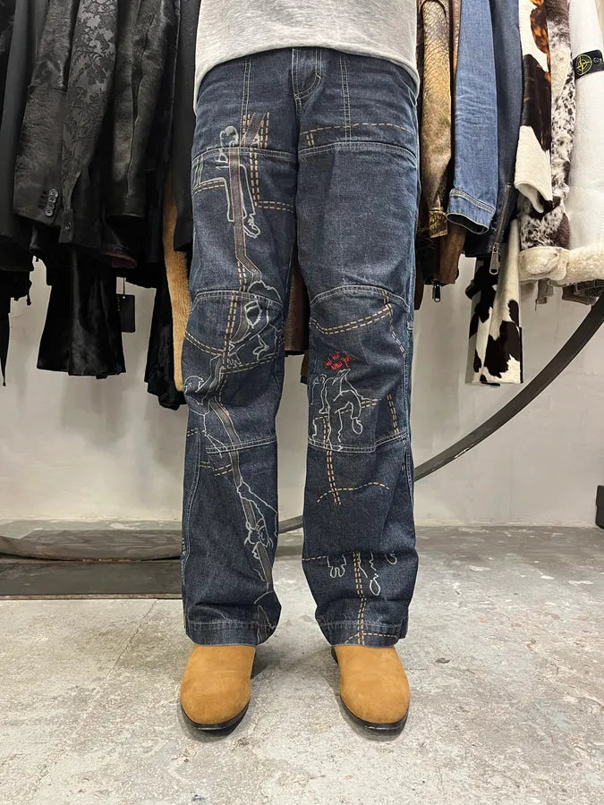 2000s Marithé + François Girbaud Embroidered Large Relaxed Jeans AulkmUp 2