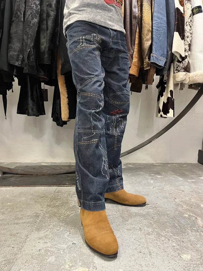 FW2000 Marithé + François Girbaud Embroidered Large Relaxed Jeans AulkmUp 5