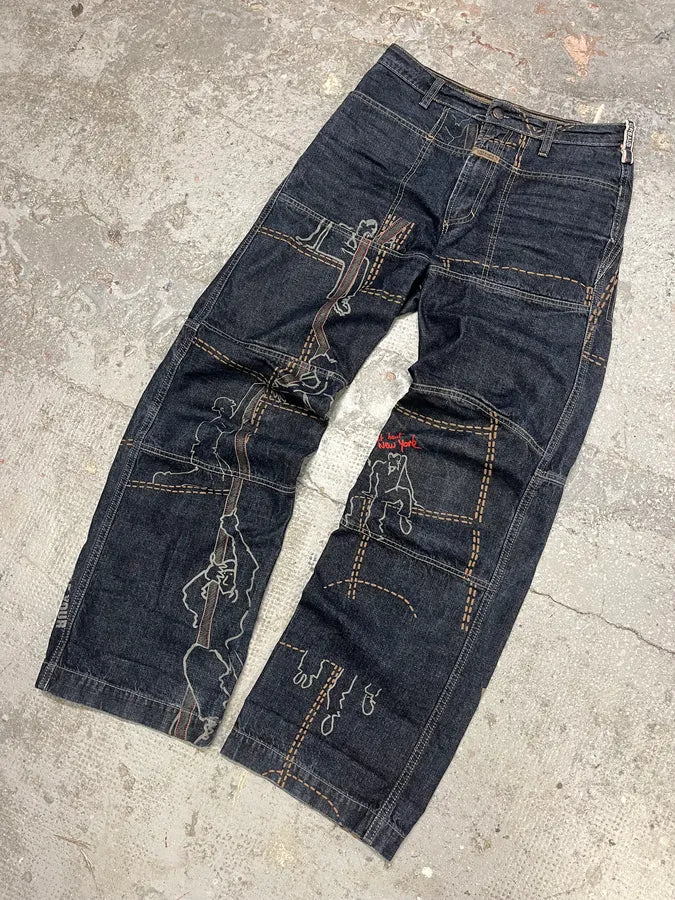 2000s Marithé + François Girbaud Embroidered Large Relaxed Jeans AulkmUp 5