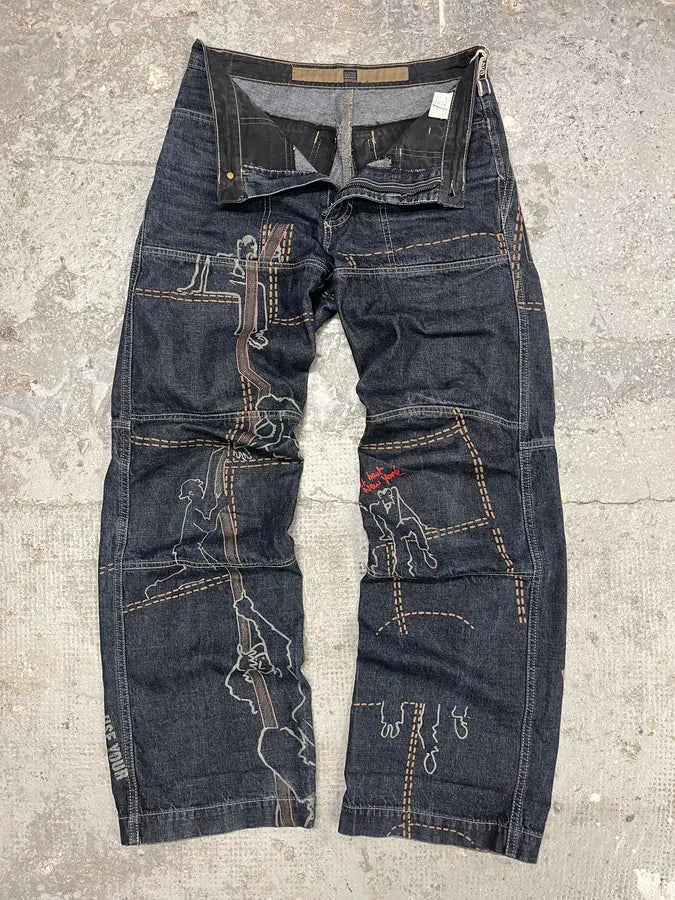 2000s Marithé + François Girbaud Embroidered Large Relaxed Jeans AulkmUp 6