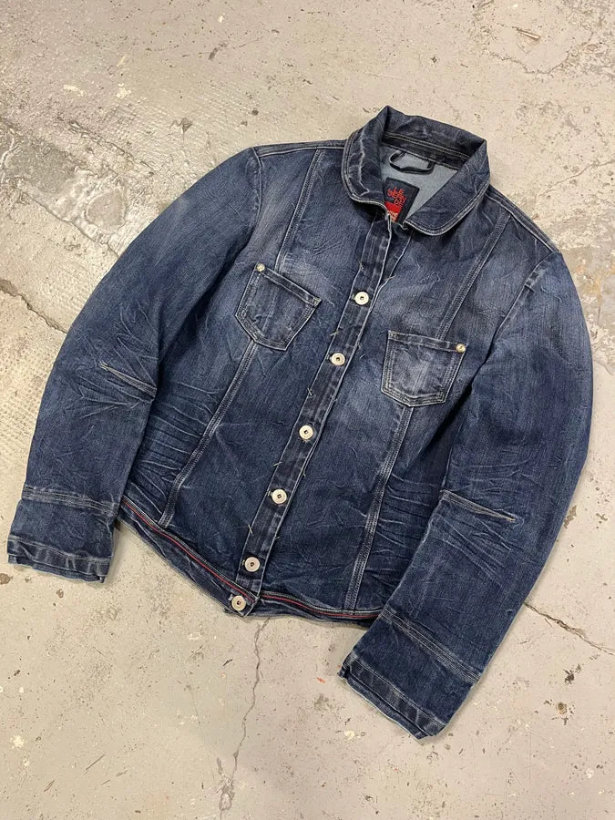 2000s Marithé + François Girbaud Faded Blue Denim Jacket uZrrERV 1