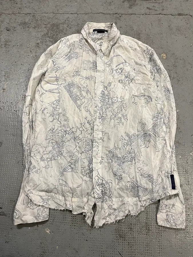 2000s Marithé + François Girbaud Faded Tatoo White Shirt ZBxJYFB 0
