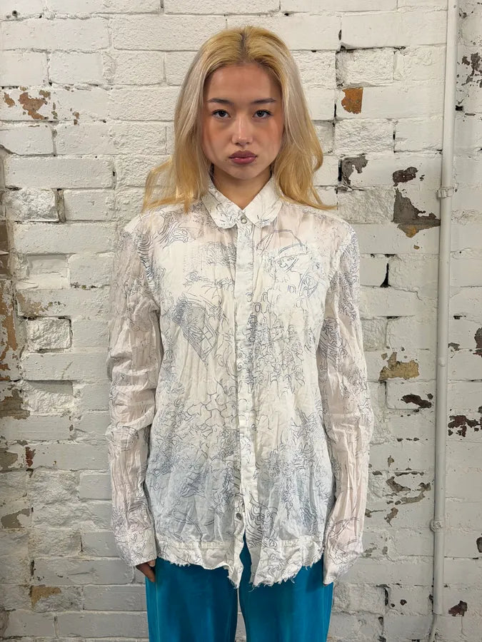 2000s Marithé + François Girbaud Faded Tatoo White Shirt ZBxJYFB 1