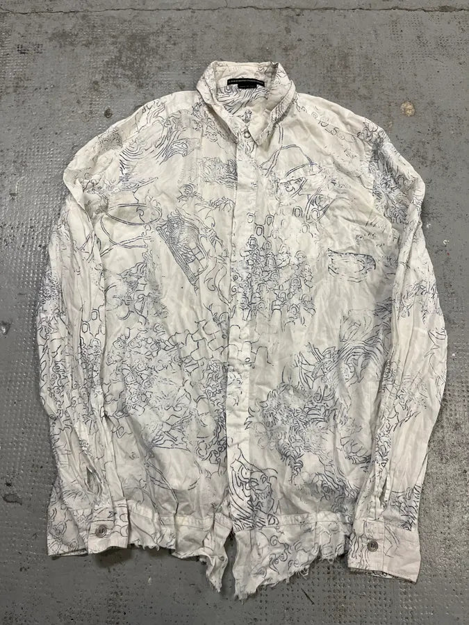 2000s Marithé + François Girbaud Faded Tatoo White Shirt ZBxJYFB 3