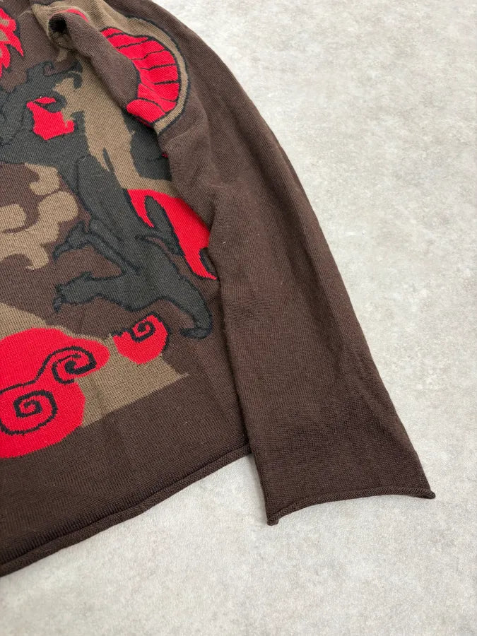 2000s Marithé + François Girbaud Fire Dragon Brown Sweater aRzVhNI 6