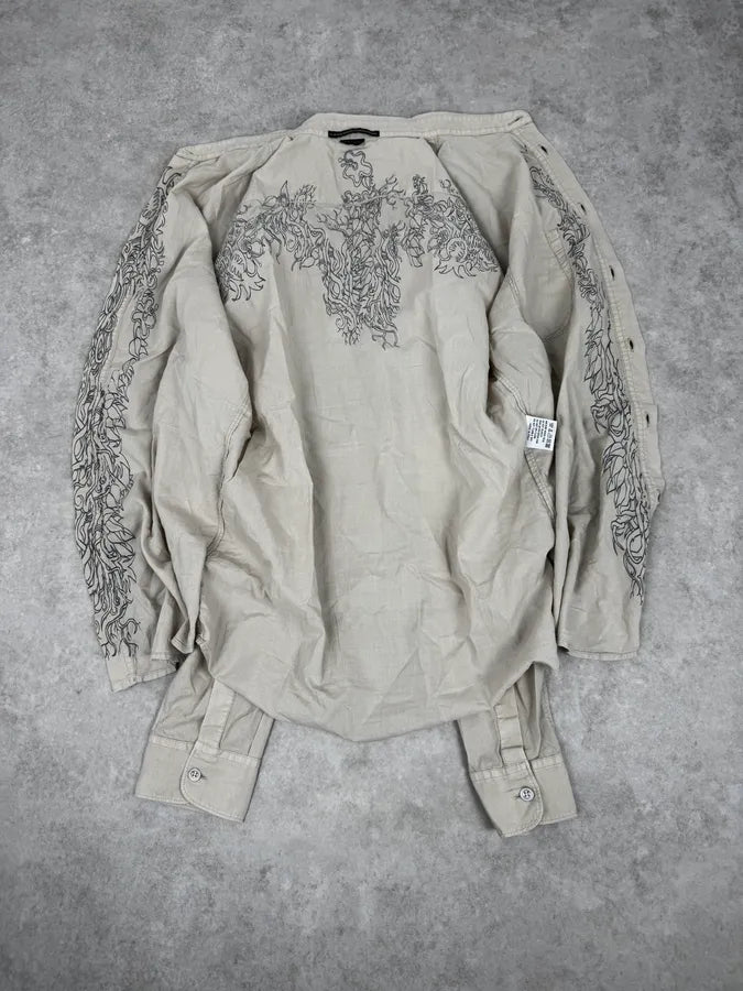 2000s Marithé + François Girbaud Beige Floral Royal Shirt BFZwmUH 6