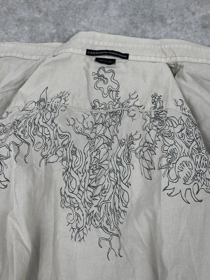 2000s Marithé + François Girbaud Beige Floral Royal Shirt BFZwmUH 9