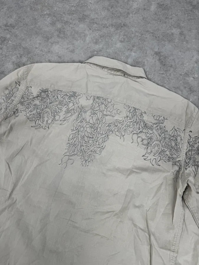 2000s Marithé + François Girbaud Beige Floral Royal Shirt BFZwmUH 5