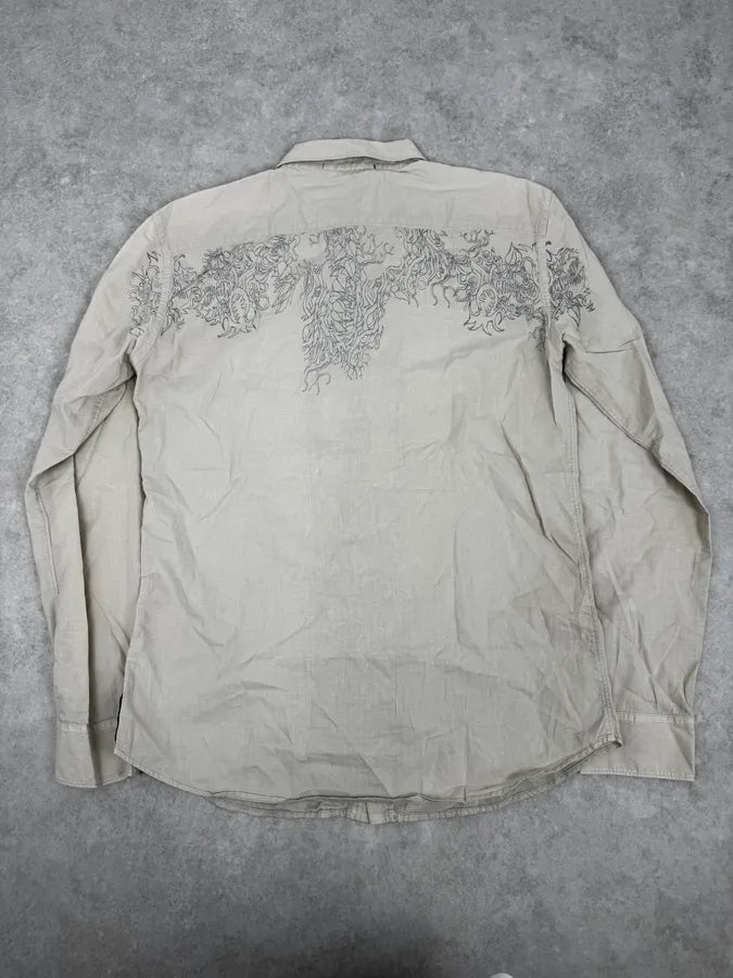 2000s Marithé + François Girbaud Beige Floral Royal Shirt BFZwmUH 3