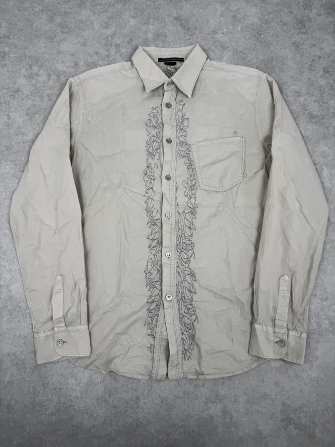 2000s Marithé + François Girbaud Beige Floral Royal Shirt BFZwmUH 0