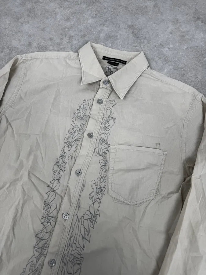2000s Marithé + François Girbaud Beige Floral Royal Shirt BFZwmUH 4