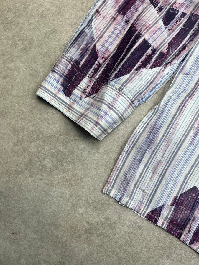 2000s Marithé + François Girbaud Floral Stripes Purple & White Shirt kjUUAUN 5