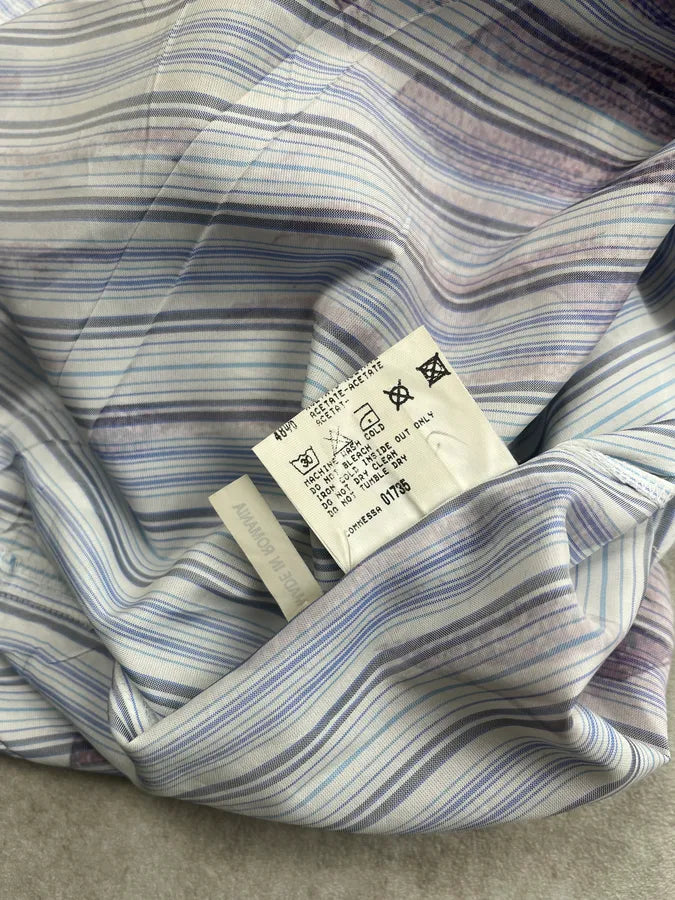 2000s Marithé + François Girbaud Floral Stripes Purple & White Shirt kjUUAUN 9