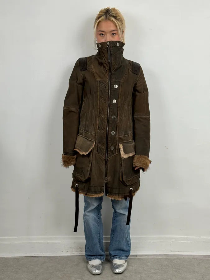 2000s Marithé + François Girbaud Fur Brown Leather Jacket PeZpBwn 1