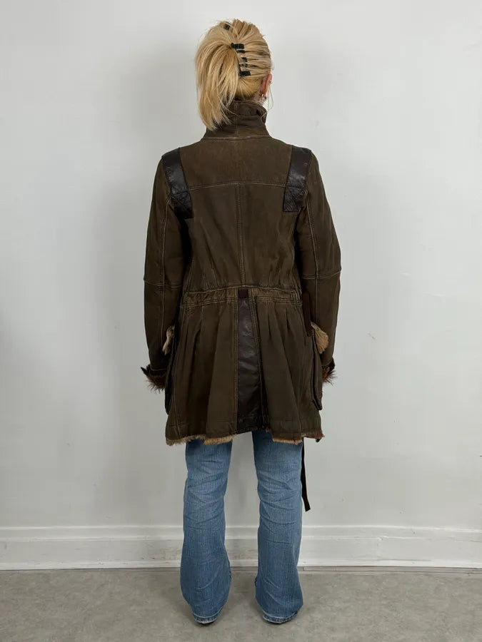 2000s Marithé + François Girbaud Fur Brown Leather Jacket PeZpBwn 2