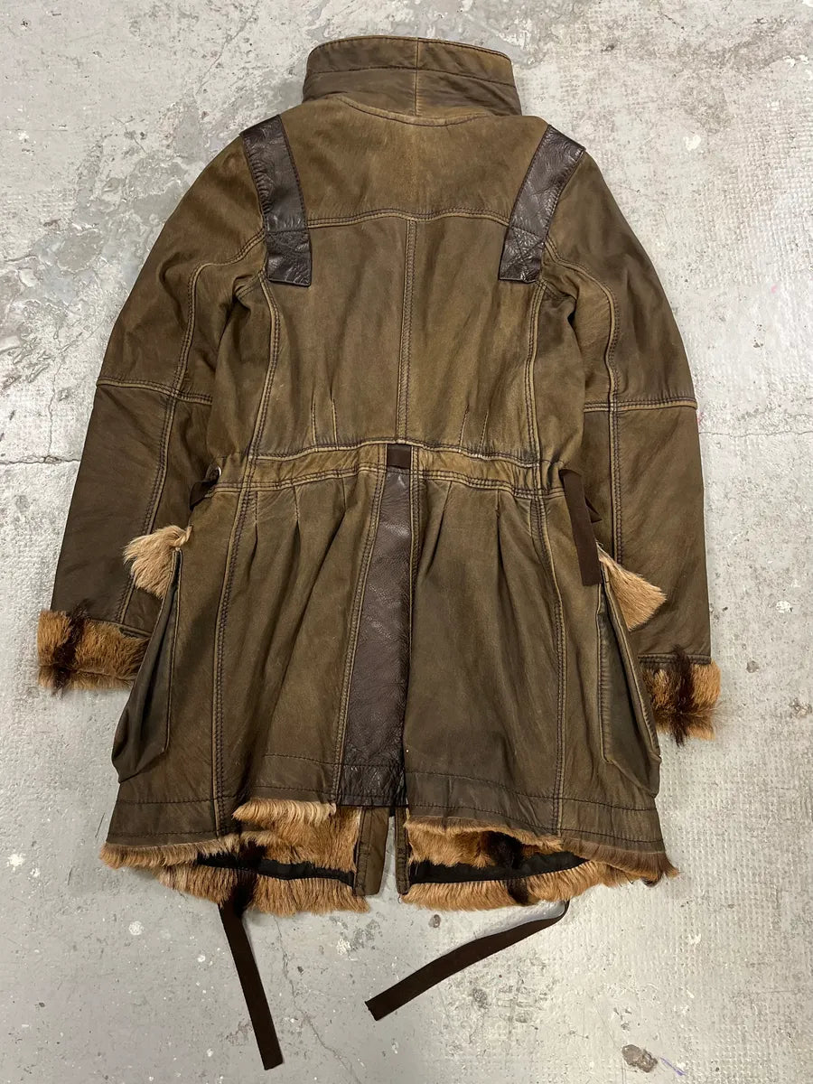 2000s Marithé + François Girbaud Fur Brown Leather Jacket PeZpBwn 1