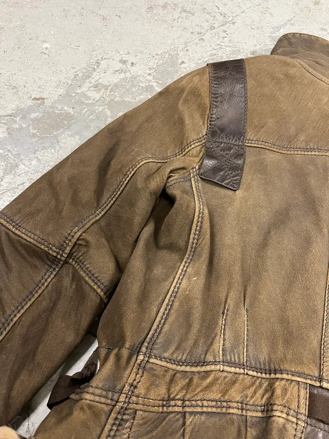 2000s Marithé + François Girbaud Fur Brown Leather Jacket PeZpBwn 11